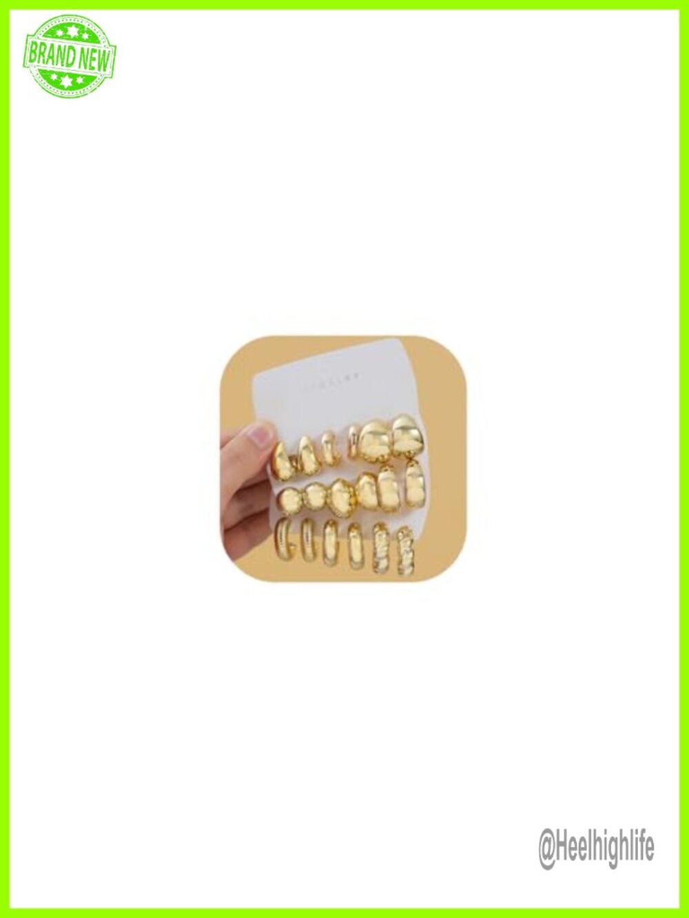 9 Pairs Gold Plated Hoop Earrings Set Lightweight Hypoallergenic Jewelry